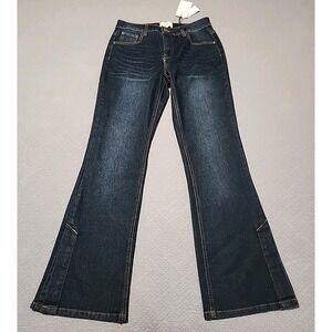 Women's For The Republic‎ Denim Bootcut Jeans With Leg Slit Dark Wash Size 6 NWT